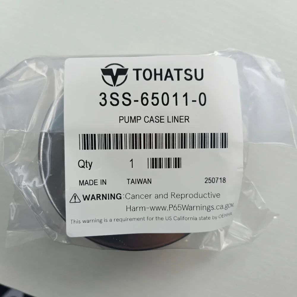 Tohatsu pump case liner packaging with label on a white background