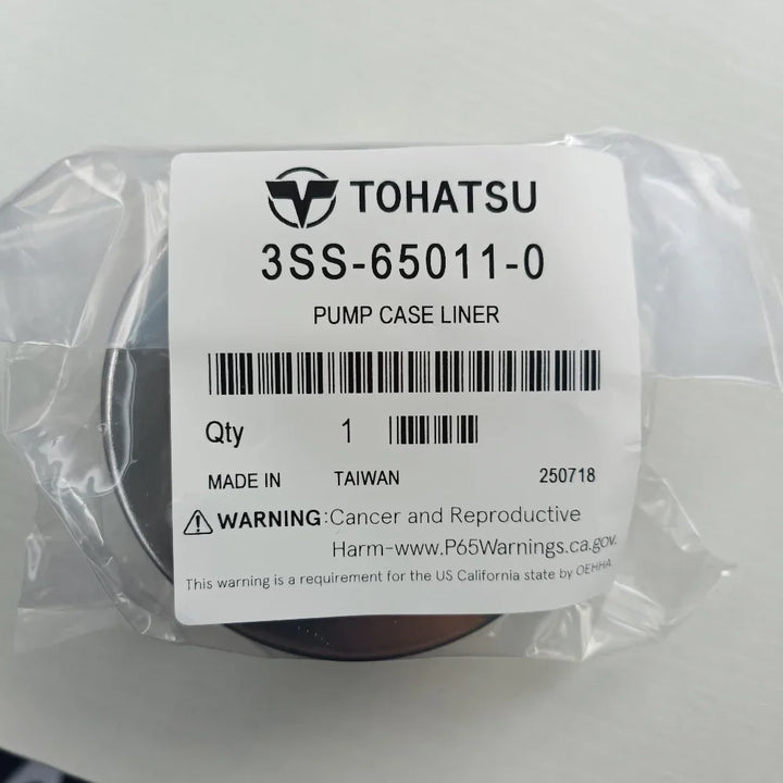 Tohatsu pump case liner packaging with label on a white background