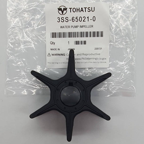 Black water pump impeller with Tohatsu label on a white background