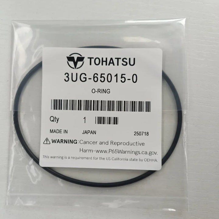 Black O-ring in clear packaging with Tohatsu label on a white background