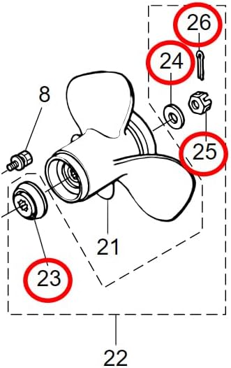 Genuine Tohatsu 25hp 30hp Propeller Hardware Kit 3R0-87326-0 Outboard