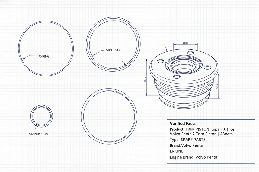 TRIM PISTON Repair Kit for Volvo Penta 2 Trim Piston | 4Boats - Technical specification image 3