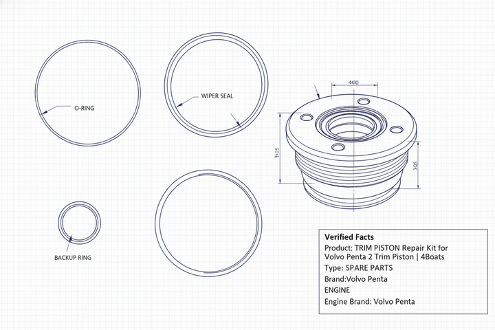 TRIM PISTON Repair Kit for Volvo Penta 2 Trim Piston | 4Boats - Technical specification image 3
