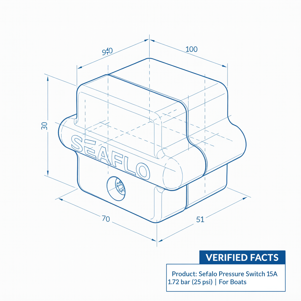 Seaflo Pressure Switch 15A 1.72 bar (25 psi | 4Boats - Technical specification image 3