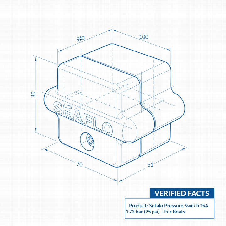 Seaflo Pressure Switch 15A 1.72 bar (25 psi | 4Boats - Technical specification image 3