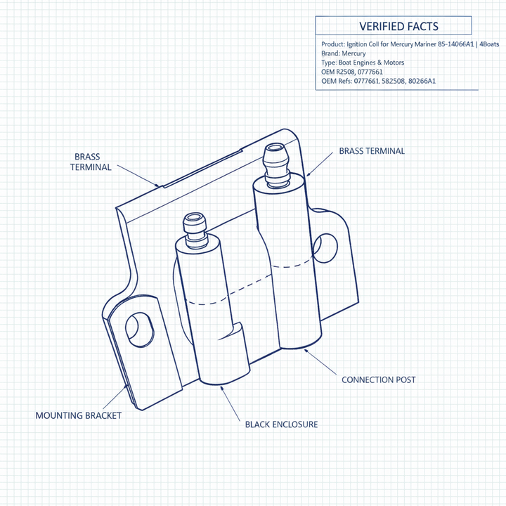 Ignition Coil for Mercury Mariner 85-140 HP 802366A1 | 4Boats - Technical specification image 2