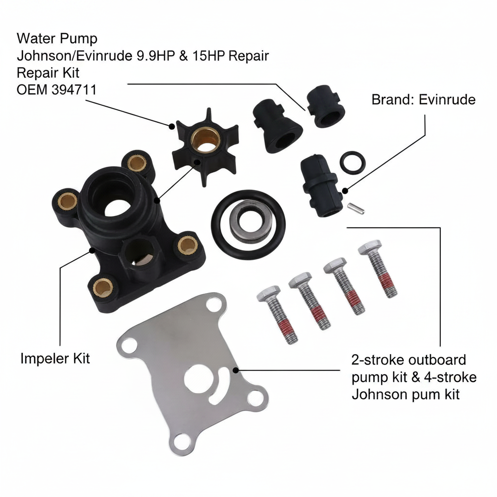 Water Pump Johnson/Evinrude 9.9HP & 15HP Repair Kit OEM 394711 - UK Stock image 1