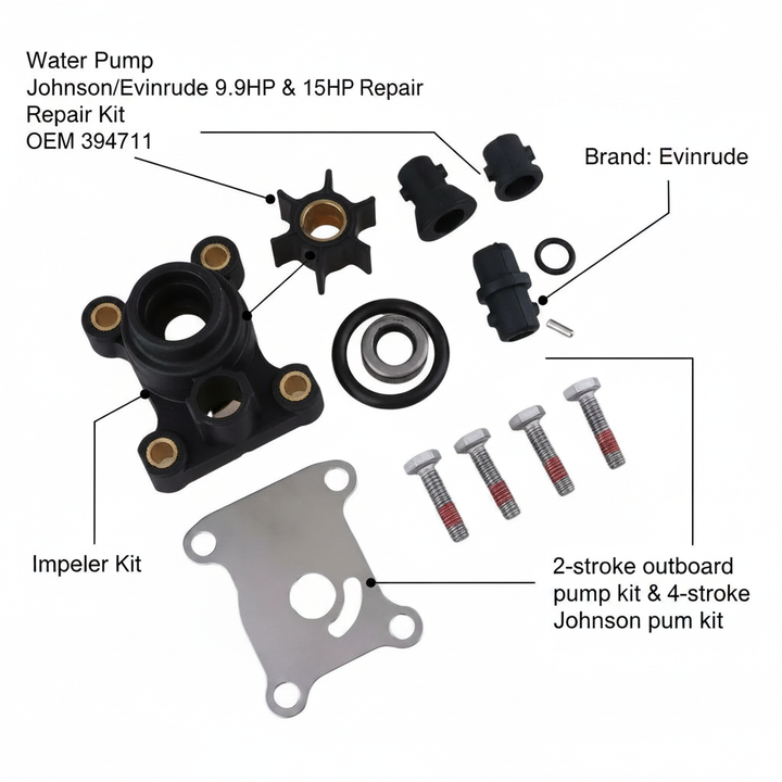 Water Pump Johnson/Evinrude 9.9HP & 15HP Repair Kit OEM 394711 - UK Stock image 1