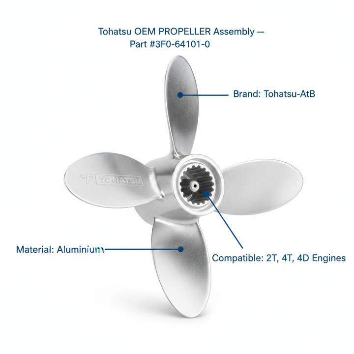 Tohatsu OEM PROPELLER Assembly — Part #3F0-64101-0 - UK Stock image 1