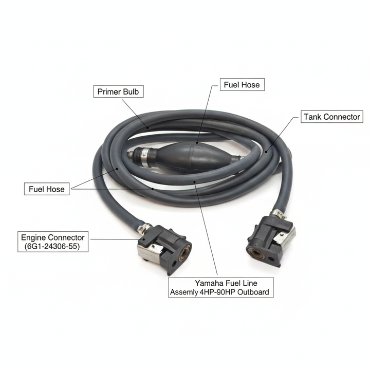 Yamaha Fuel Line Assembly 6G1-24306-55 Outboard 4HP-90HP Hose Primer Bulb - Technical specification image 2