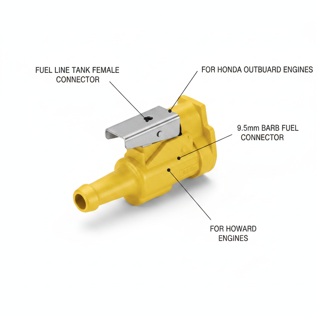 Fuel Line Tank Female Connector 9.5mm Barb for Honda Outboard Engines - Technical specification image 2