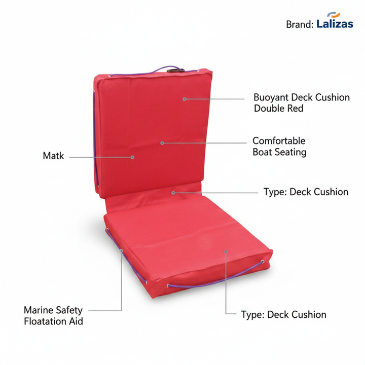 Buoyant Deck Cushion Double Red Boat Marine Safety Floating Flotation Seat Pad - UK Stock image 1