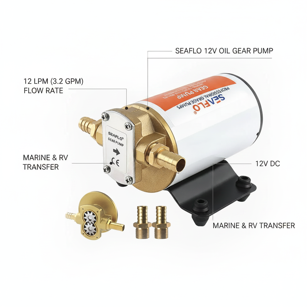 Seaflo Oil Gear Pump 12V 12.0 LPM (3.2 GPM) | 4Boats - Technical specification image 2