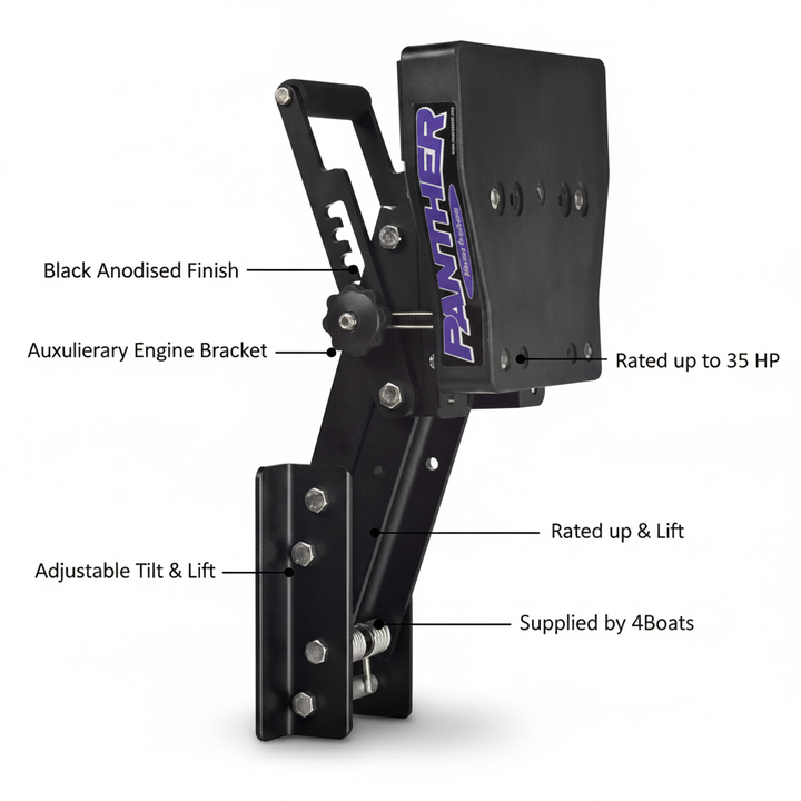 Panther Black Anodised Auxiliary Engine Bracket - 35 HP | 4Boats - Technical specification image 2