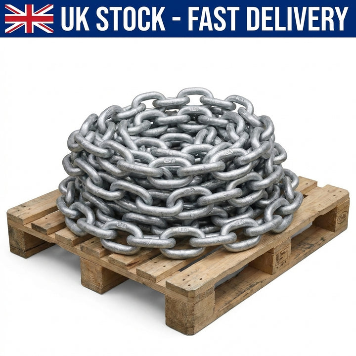 Lofrans 10mm G40 Hot-Dip Galvanised Calibrated Anchor Chain ISO 4565 - 50m Roll