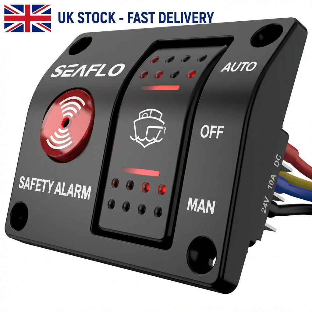 SEAFLO 12V Bilge Pump Alarm Switch Panel 20A Max SFASP1-01 Marine Boat Safety