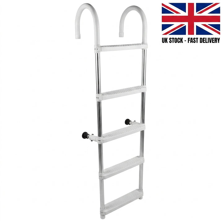 5-Step Aluminium Anti-Slip Boarding Ladder - Lightweight Hook-Over Boat Ladder