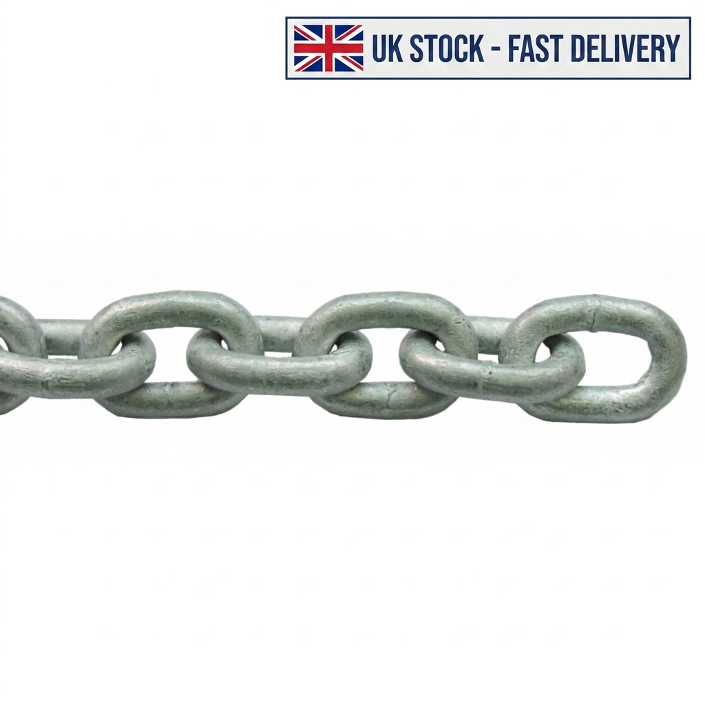8mm Calibrated Hot Dip Galvanised Marine Anchor Chain 60m Length DIN766 Grade 30