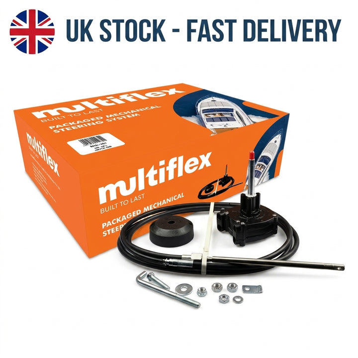 15ft Boat Steering Kit Helm Bezel Cable 4.55m Multiflex Outboard Up to 150hp