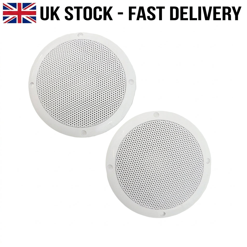 Marine Grade Waterproof Boat Speakers 80W Pair White 4.5" Cutout UV Stabilised