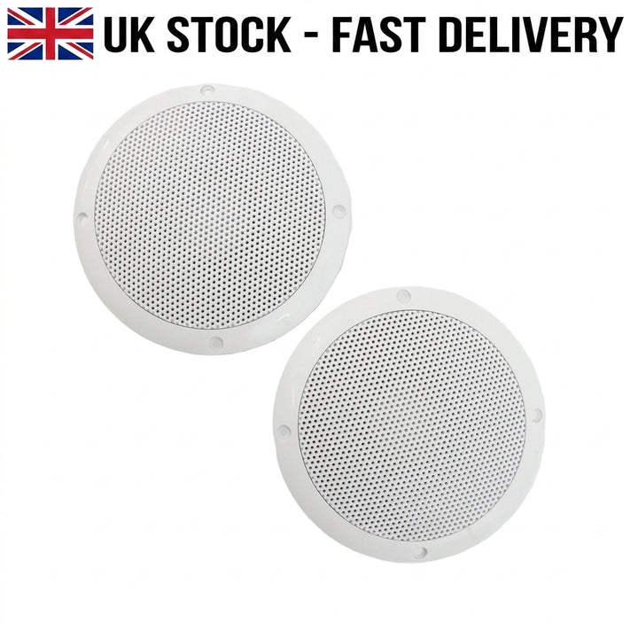 Marine Grade Waterproof Boat Speakers 80W Pair White 4.5" Cutout UV Stabilised