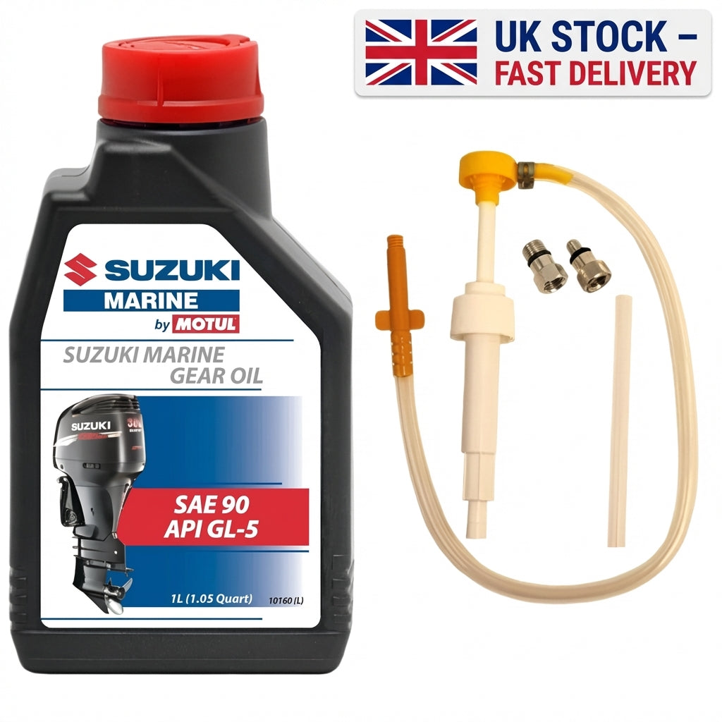 Suzuki Marine SAE 90 GL5 Gear Oil 1L & Pump Kit - Genuine Outboard Maintenance