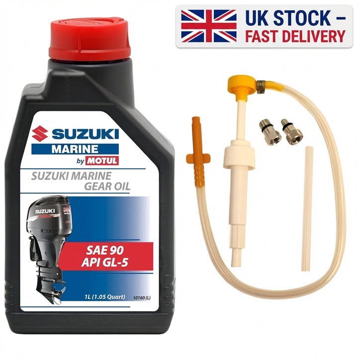 Suzuki Marine SAE 90 GL5 Gear Oil 1L & Pump Kit - Genuine Outboard Maintenance