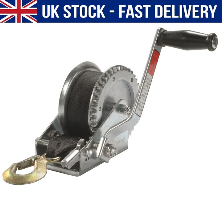 Talamex Trailer Winch WT 73-14 Soft Webbing 636kg 4:1 Ratio 6m Belt Zinc Plated