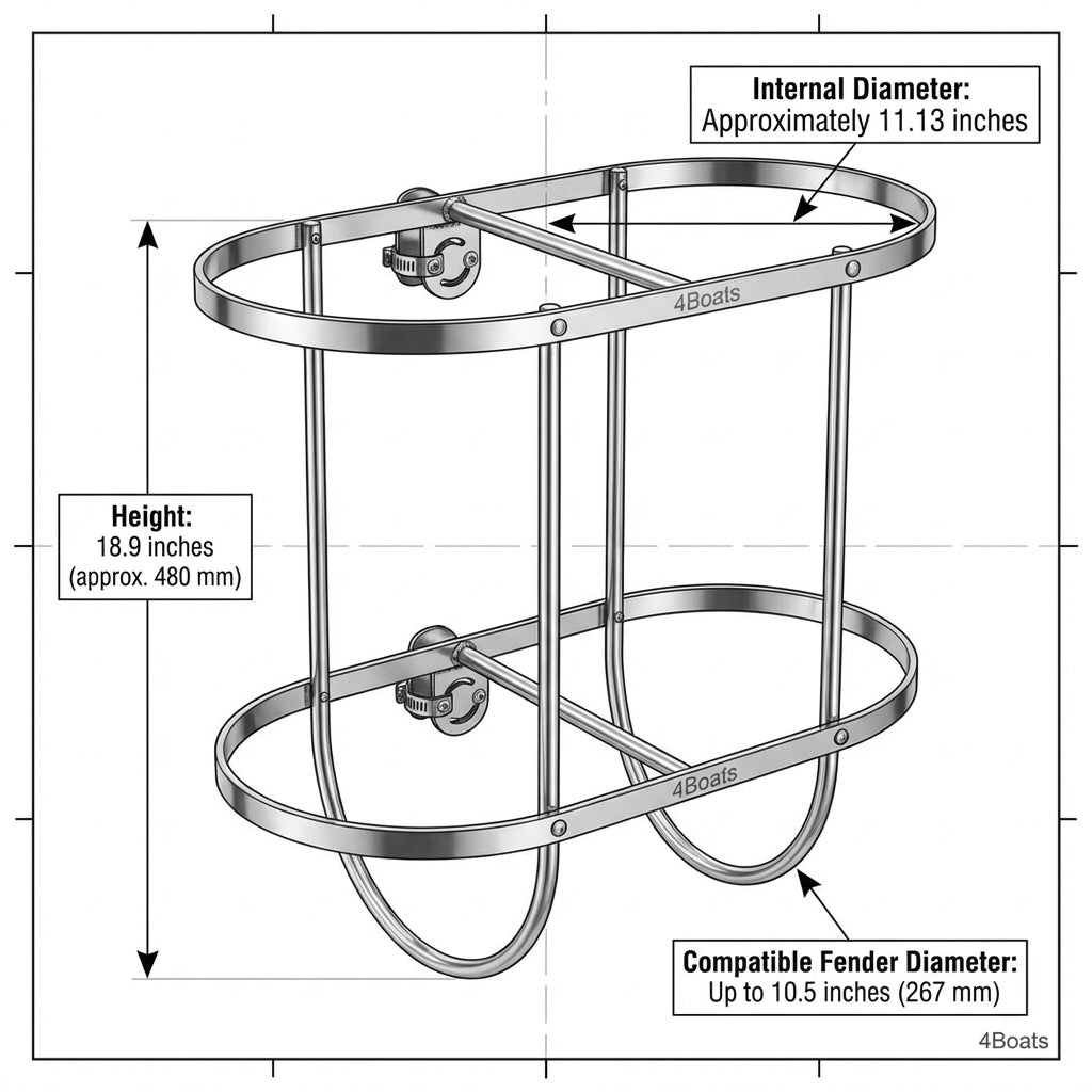 Stainless Steel Double Boat Fender Holder 10.5" 267mm Basket Rack