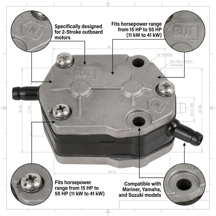 15-55HP Fuel Pump for Mariner Yamaha Suzuki 2-Stroke 6A0-24410-00 15100-94311