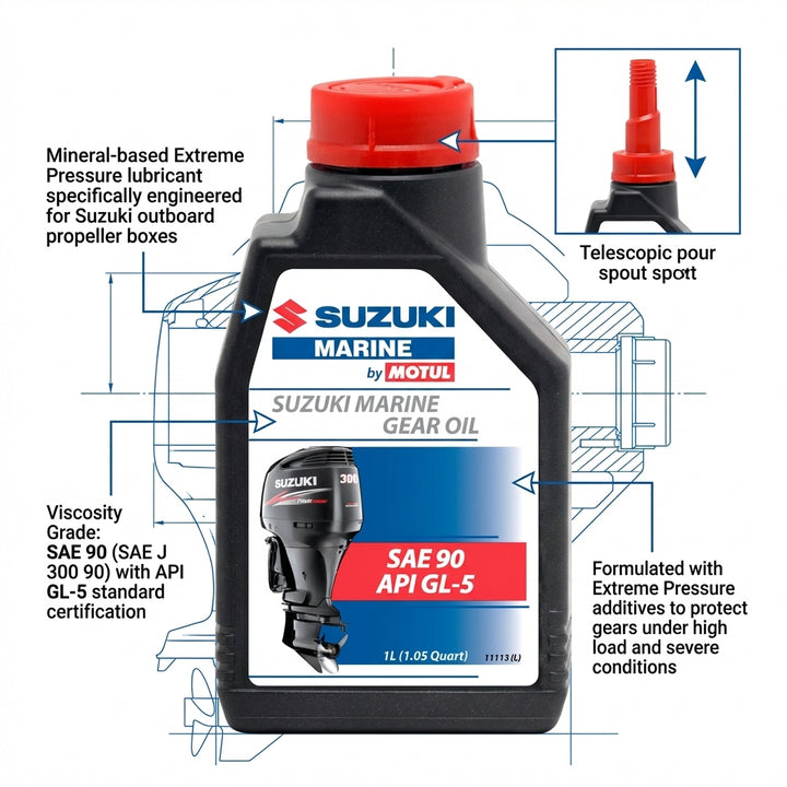 Suzuki Marine Gear Oil SAE 90 GL-5 1L Outboard Gearbox Lube High Performance