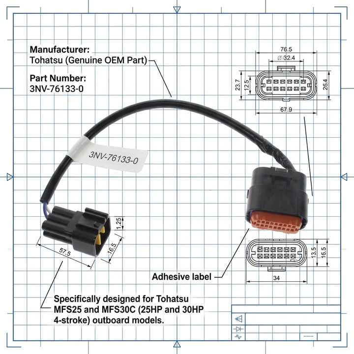 Tohatsu MFS25C MFS30C Interface Cable 3NV-76133-0 Genuine Outboard TOCS NMEA