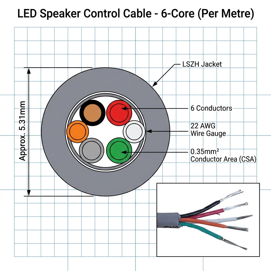 6 Core Marine LED Speaker Control Cable Tinned Copper RGB Wire Per Metre