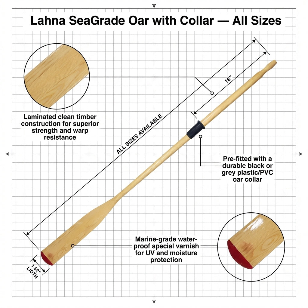 Lahnakoski Seagrade Laminated Wooden Oars with Collar - Marine Dinghy Rowboat