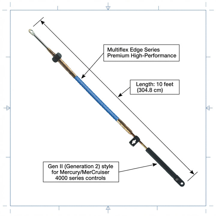Edge Mercury Mercruiser Gen 1 Control Cable 10ft High Efficiency Marine 304.8cm