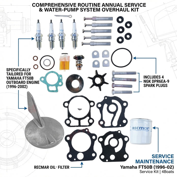 Yamaha FT50B Outboard Service Maintenance Kit (1996-02) Recmar RECKITFT50B