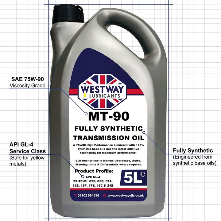 MT-90 75W90 GL-4 Fully Synthetic Gear Oil 5L - Manual Transmission & Diff Fluid