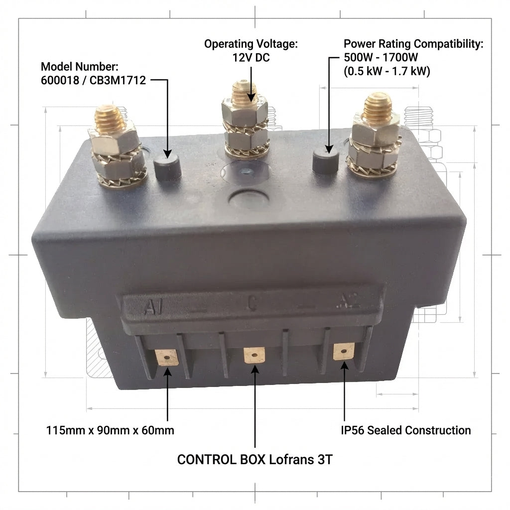Lofrans 600018 Control Box 3T 12V 0.5-1.7kW Anchor Windlass Solenoid Relay