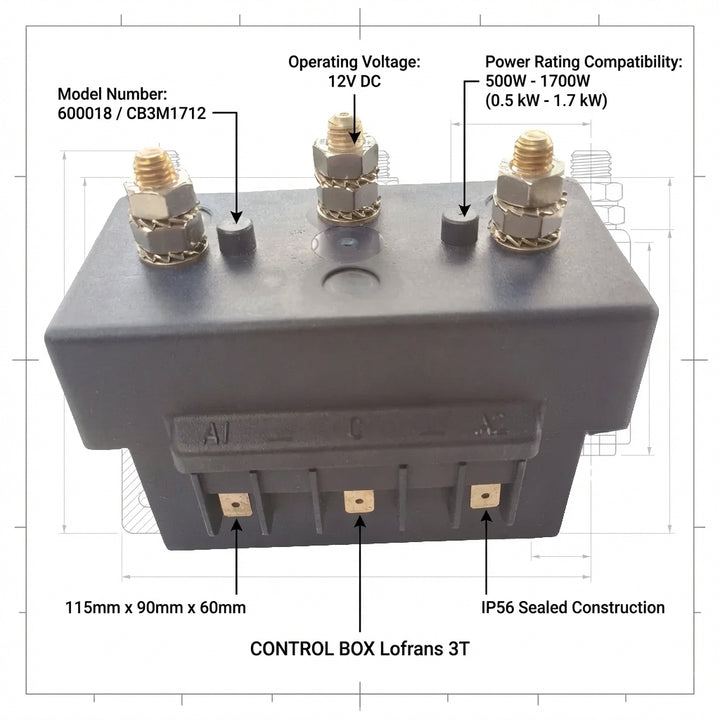Lofrans 600018 Control Box 3T 12V 0.5-1.7kW Anchor Windlass Solenoid Relay