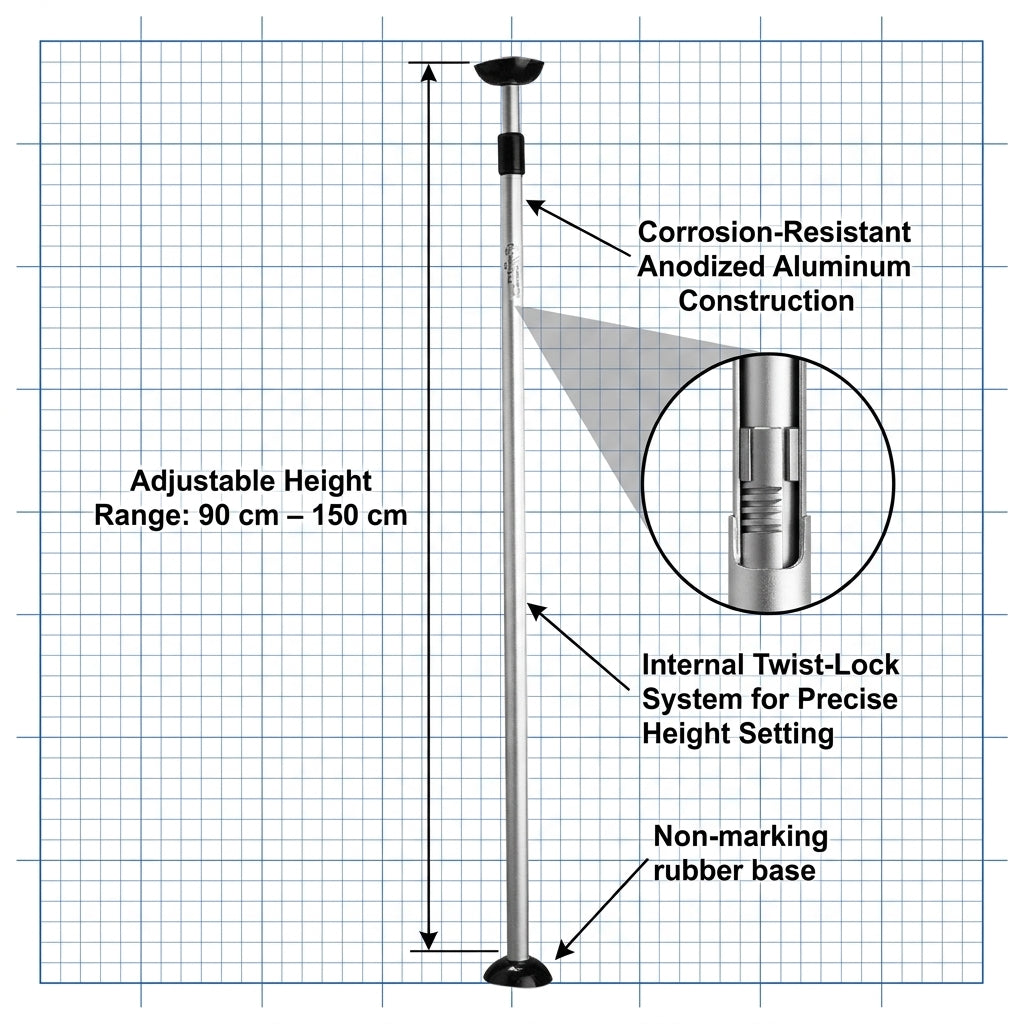 Adjustable Boat Cover Support Pole Telescopic 90-150cm Aluminum Awning Prop