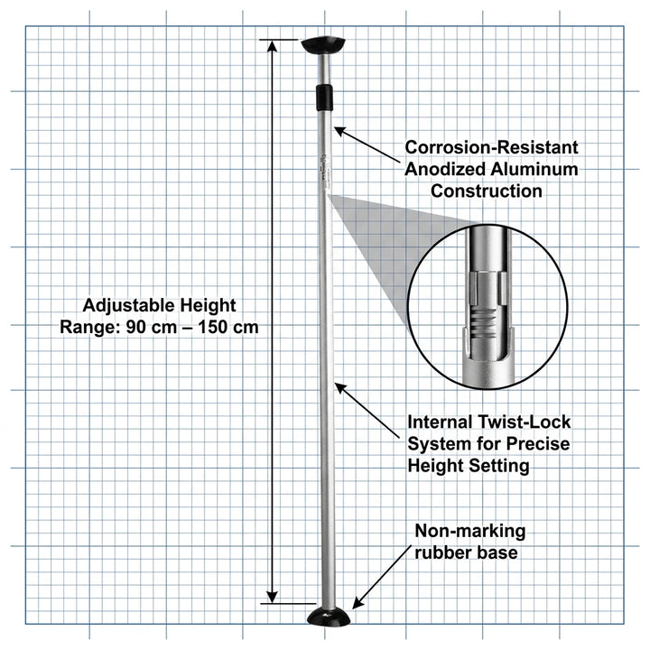 Adjustable Boat Cover Support Pole Telescopic 90-150cm Aluminum Awning Prop