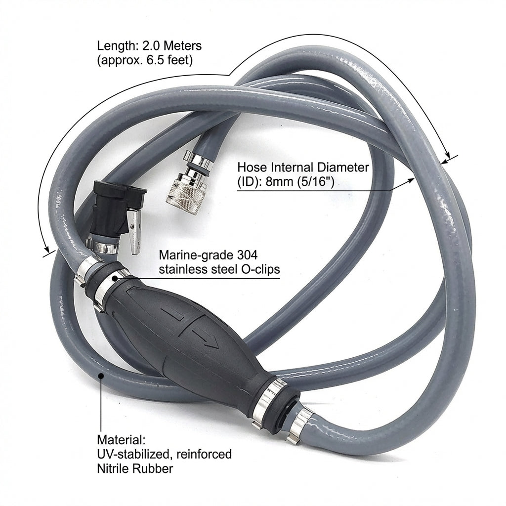 Suzuki Outboard Fuel Line Assembly 2m Hose Primer Bulb 65700-94J11 DF DT Models