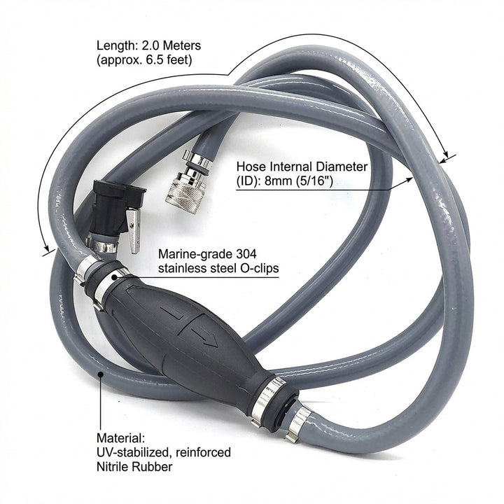 Suzuki Outboard Fuel Line Assembly 2m Hose Primer Bulb 65700-94J11 DF DT Models