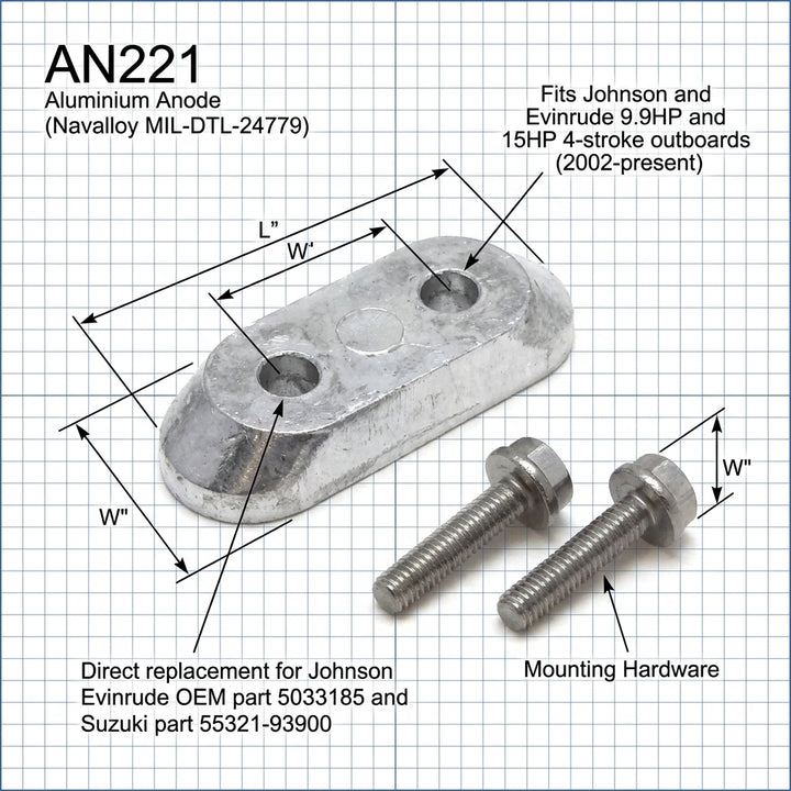 Aluminium Anode for Johnson Evinrude 9.9HP 15HP 4-Stroke Outboard 2002-Up AN221