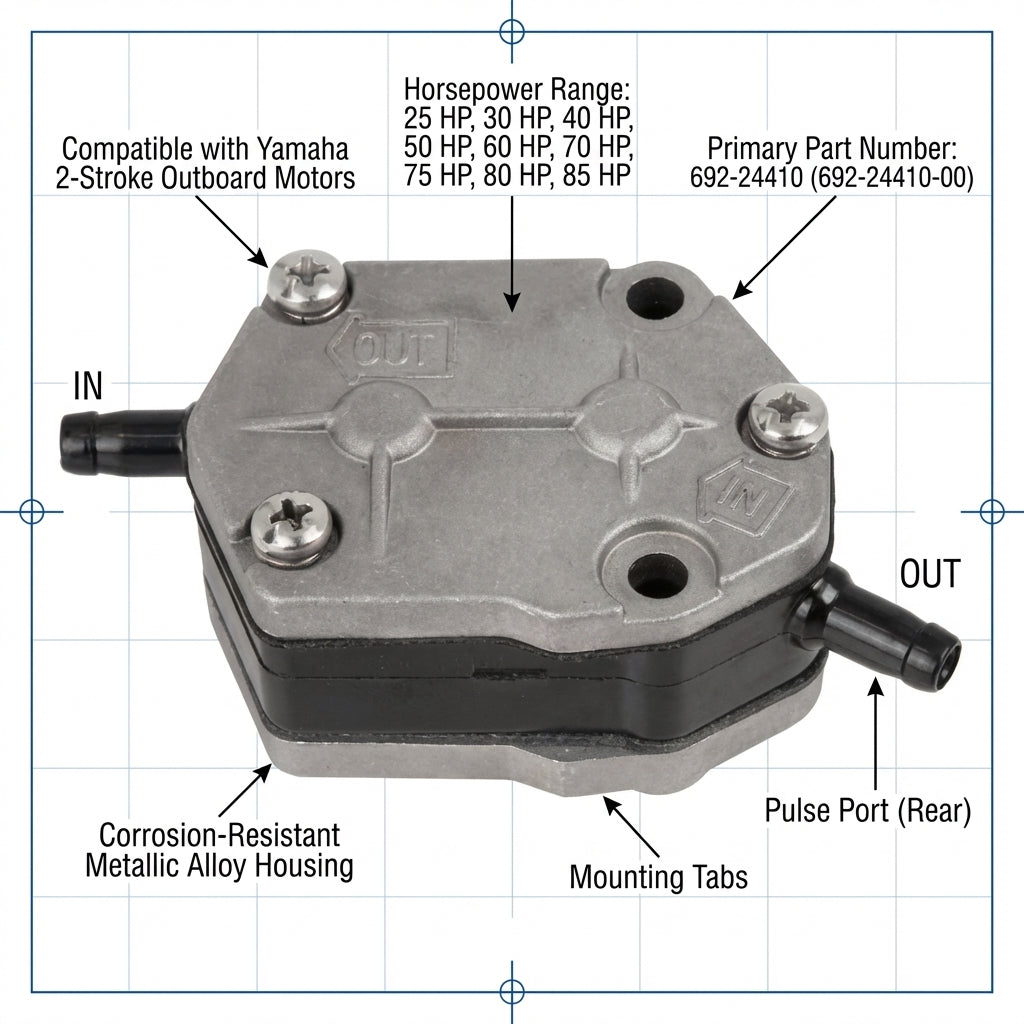 Fuel Pump for Yamaha 2-Stroke Outboard 25HP-90HP 692-24410-00 663-24410 18-7334