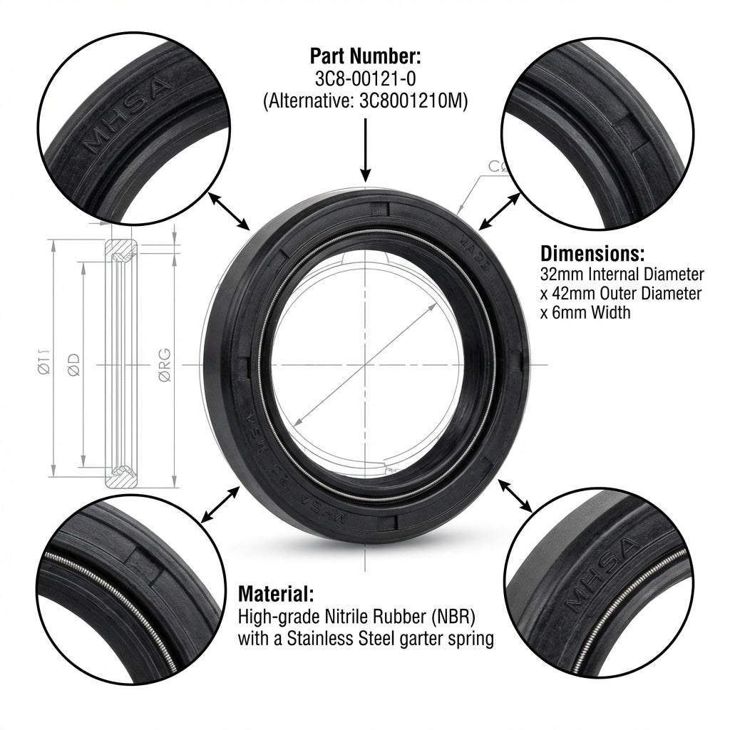 Oil Seal for Tohatsu Nissan Outboard 40HP 50HP 3C8-00121-0 32x42x6mm Crankshaft
