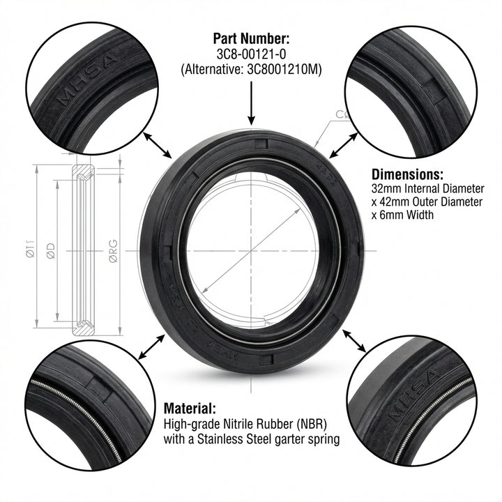 Oil Seal for Tohatsu Nissan Outboard 40HP 50HP 3C8-00121-0 32x42x6mm Crankshaft