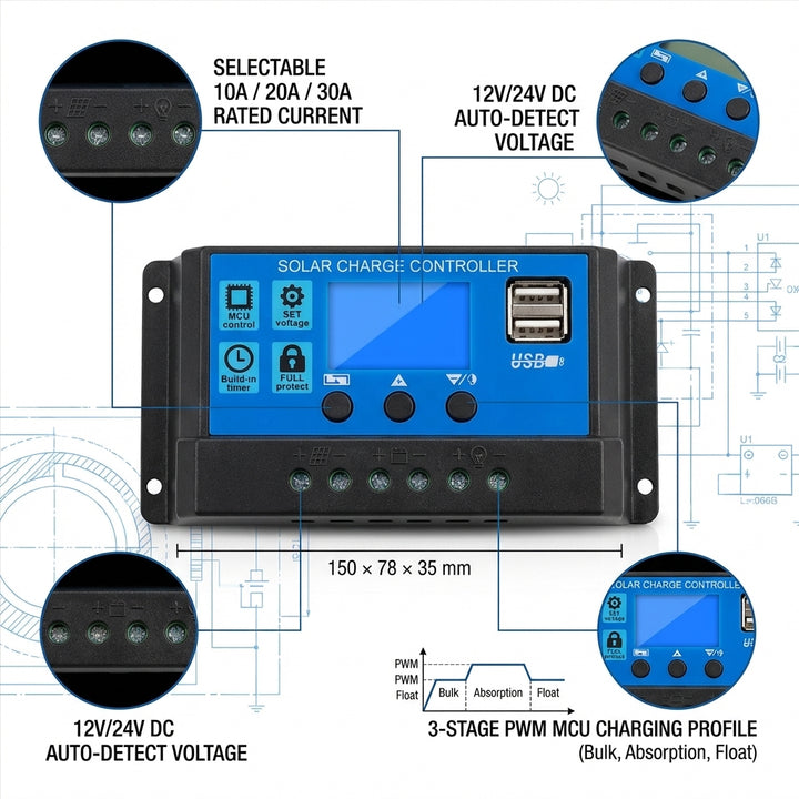 PWM Solar PV Charge Controller 10A/20A/30A | 4Boats