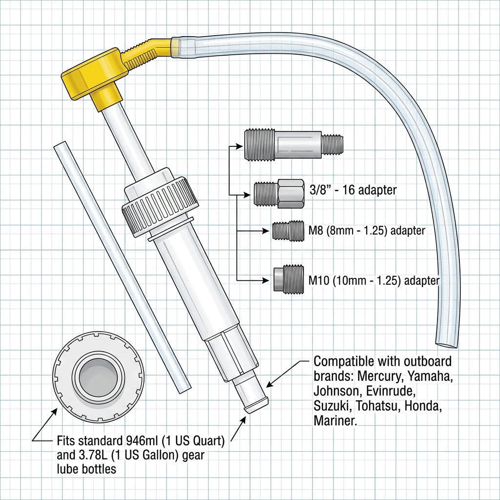 1L WestWay GEAR OIL CHANGE KIT INCL FILLING PUMP FOR YAMAHA OUTBOARD