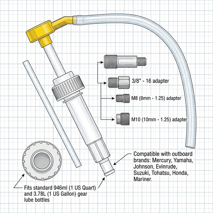 1L WestWay GEAR OIL CHANGE KIT INCL FILLING PUMP FOR YAMAHA OUTBOARD